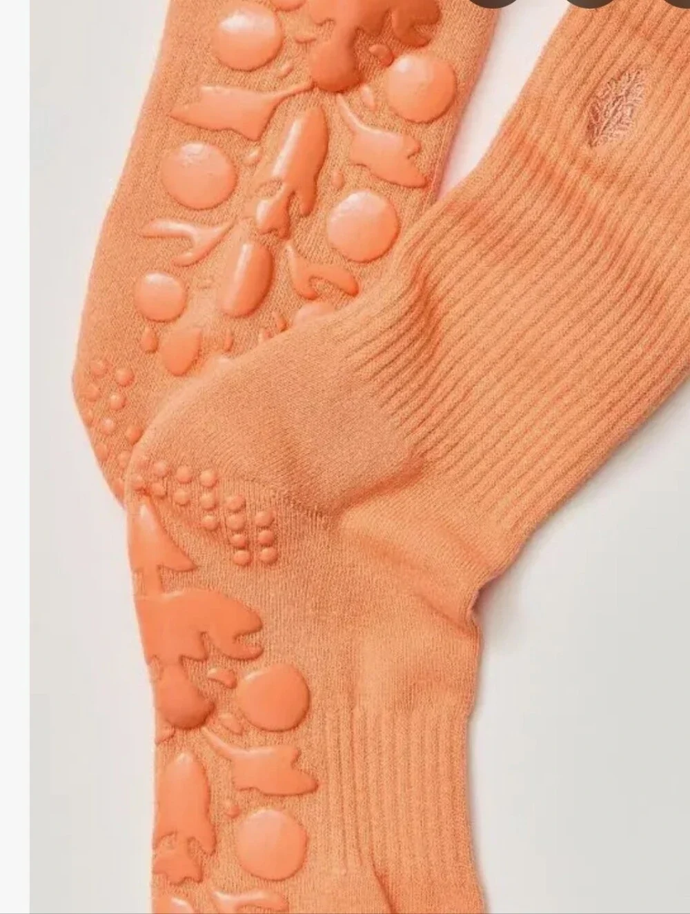 NWT! Free People, FP Movement Total Buti Pilates Socks, Sherbert Orange